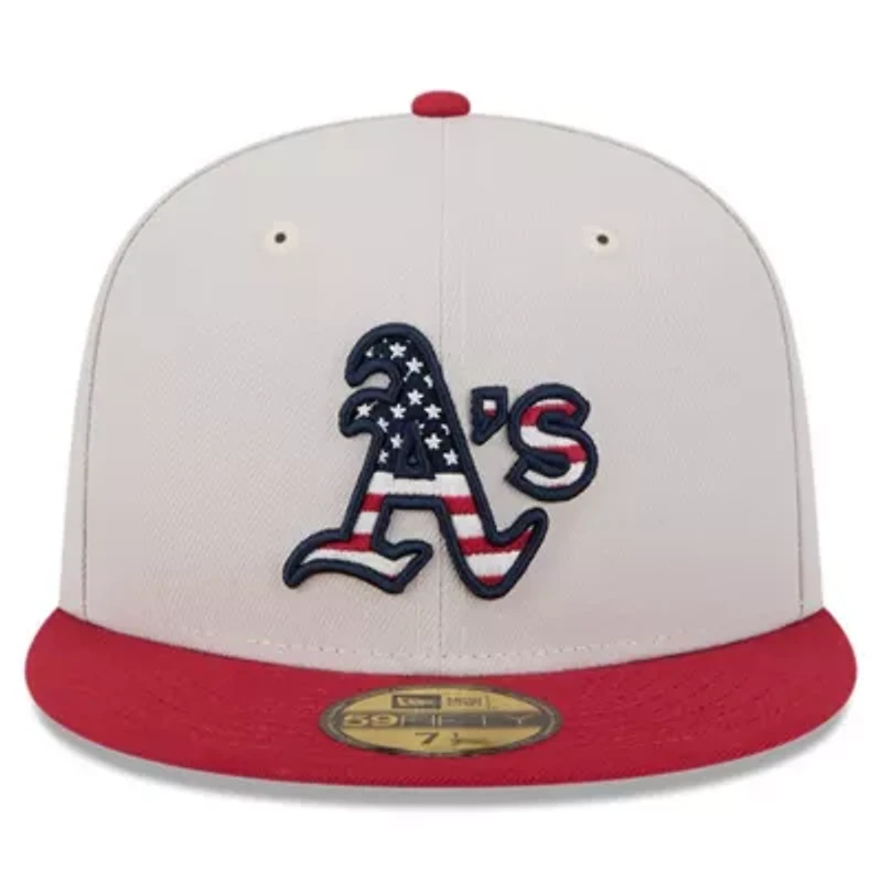 Oakland Athletics MLB Khaki/Red 2024 Fourth of July 59FIFTY Fitted Hat
