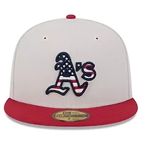 Oakland Athletics MLB Khaki/Red 2024 Fourth of July 59FIFTY Fitted Hat