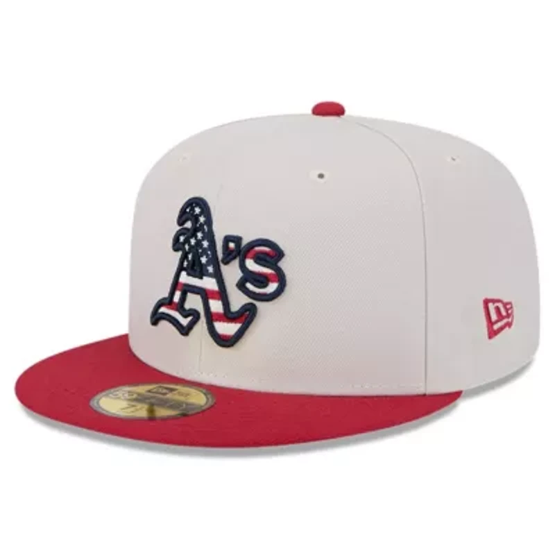 Oakland Athletics MLB Khaki/Red 2024 Fourth of July 59FIFTY Fitted Hat