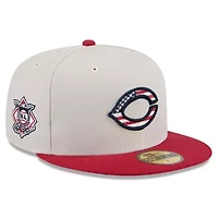 MLB Khaki/Red Cincinnati Reds 2024 Fourth of July 59FIFTY Fitted Hat