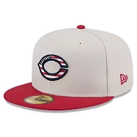 MLB Khaki/Red Cincinnati Reds 2024 Fourth of July 59FIFTY Fitted Hat
