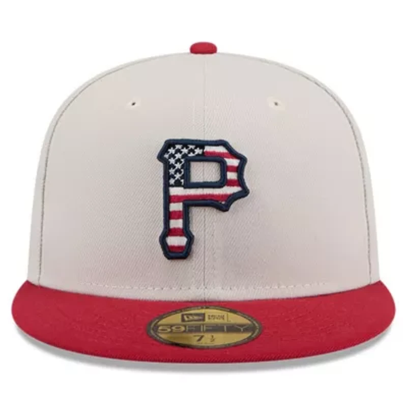 MLB Khaki/Red Pittsburgh Pirates 2024 Fourth of July 59FIFTY Fitted Hat