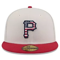 MLB Khaki/Red Pittsburgh Pirates 2024 Fourth of July 59FIFTY Fitted Hat