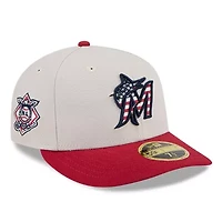 MLB Khaki/Red Miami Marlins 2024 Fourth of July Low 59FIFTY Fitted Hat