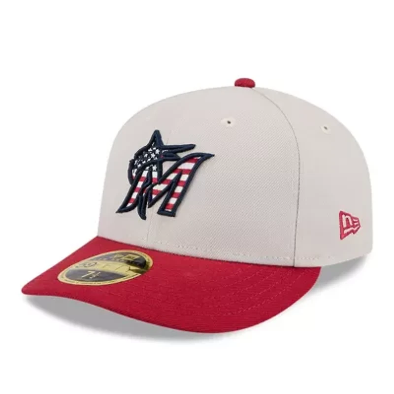 MLB Khaki/Red Miami Marlins 2024 Fourth of July Low 59FIFTY Fitted Hat