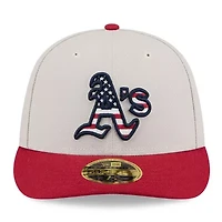 Oakland Athletics MLB Khaki/Red 2024 Fourth of July Low 59FIFTY Fitted Hat