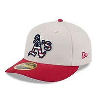Oakland Athletics MLB Khaki/Red 2024 Fourth of July Low 59FIFTY Fitted Hat