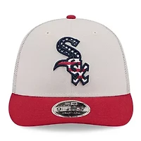 Chicago White Sox MLB Khaki/Red Chicago Sox 2024 Fourth of July Trucker Low 9FIFTY Snapback Hat