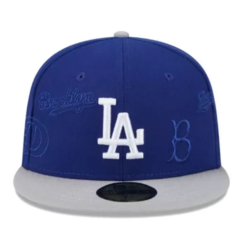 MLB Royal/Gray Los Angeles Dodgers Multi Logo 59FIFTY Fitted Hat