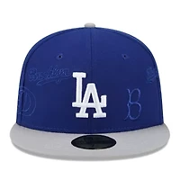 MLB Royal/Gray Los Angeles Dodgers Multi Logo 59FIFTY Fitted Hat