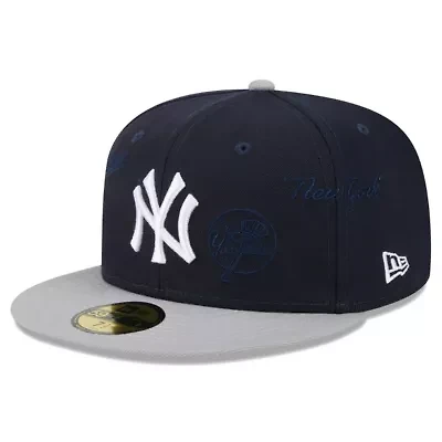 MLB Navy/Gray New York Yankees Multi Logo 59FIFTY Fitted Hat