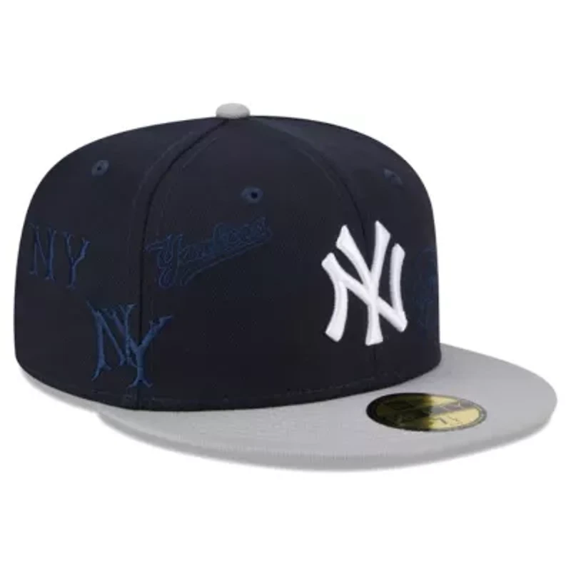 MLB Navy/Gray New York Yankees Multi Logo 59FIFTY Fitted Hat