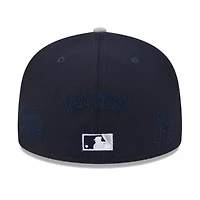MLB Navy/Gray New York Yankees Multi Logo 59FIFTY Fitted Hat