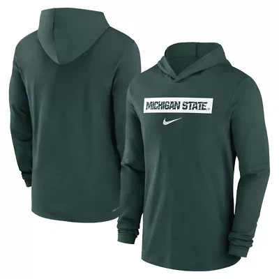 NCAA Nike Michigan State Spartans 2024 Sideline Hoodie Performance Long Sleeve T-Shirt