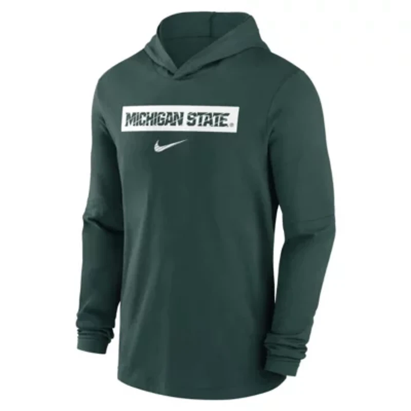 NCAA Nike Michigan State Spartans 2024 Sideline Hoodie Performance Long Sleeve T-Shirt