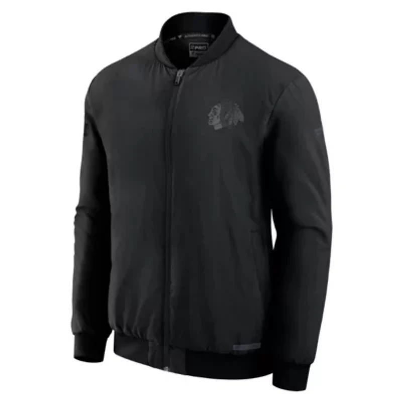 NHL Fanatics Chicago Blackhawks Authentic Pro Road Full-Zip Bomber Jacket