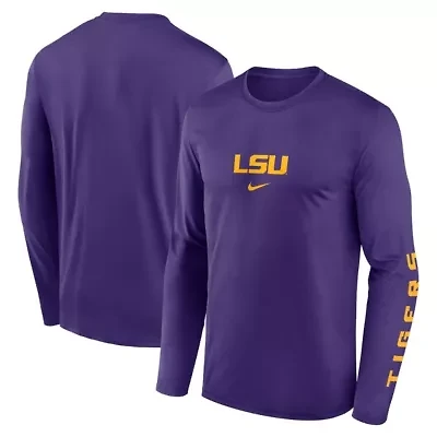 NCAA Nike LSU Tigers Primetime Two-Hit Legend Dri-FIT Long Sleeve T-Shirt