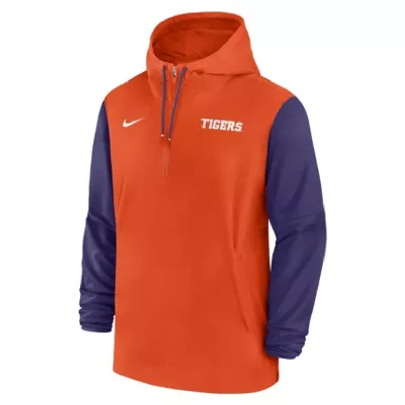 NCAA Nike Clemson Tigers 2024 Sideline Pregame Player Half-Zip Hoodie