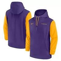 NCAA Nike LSU Tigers 2024 Sideline Pregame Player Half-Zip Hoodie