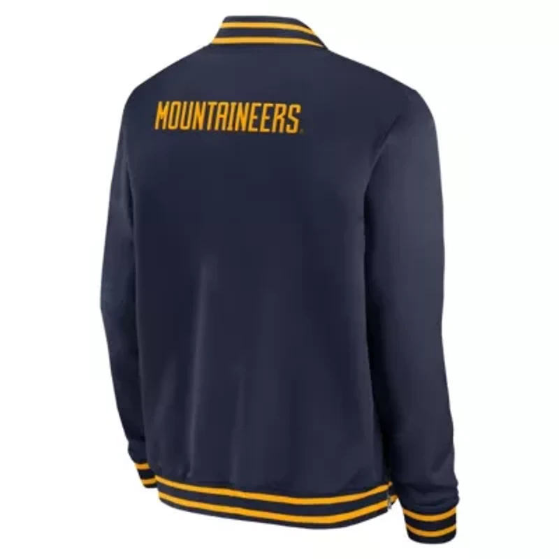 NCAA Nike West Virginia Mountaineers 2024 Sideline Relaxed Full-Zip Bomber Jacket