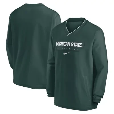 NCAA Nike Michigan State Spartans 2024 Sideline Pullover Windshirt