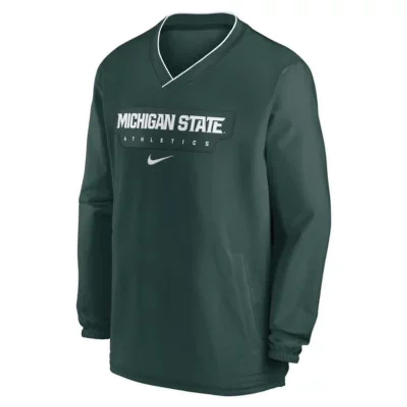 NCAA Nike Michigan State Spartans 2024 Sideline Pullover Windshirt