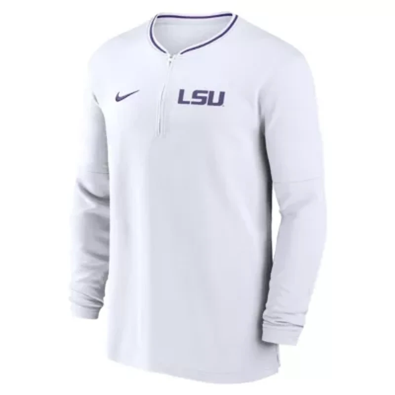 NCAA Nike LSU Tigers 2024 Sideline Coach Performance Half-Zip Long Sleeve Top