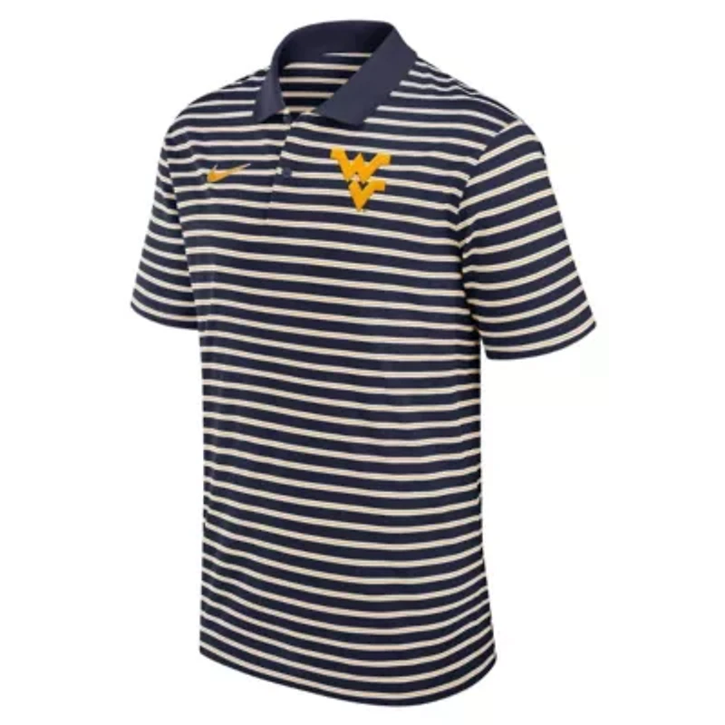 NCAA Nike West Virginia Mountaineers Primetime Victory Striped Dri-FIT Polo