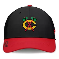 NHL Fanatics Black/Red Chicago Blackhawks Authentic Pro Rink Flex Hat