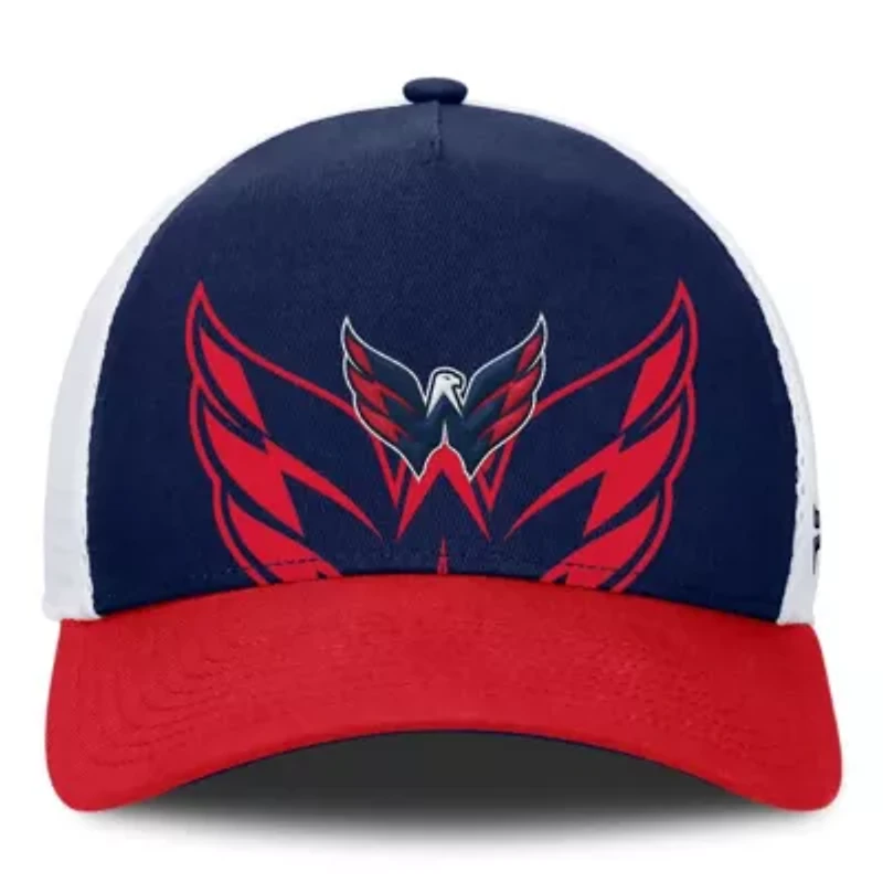 NHL Fanatics Navy/Red Washington Capitals Authentic Pro A-Frame Rink Adjustable Hat