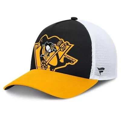 NHL Fanatics Black/Gold Pittsburgh Penguins Authentic Pro A-Frame Rink Adjustable Hat