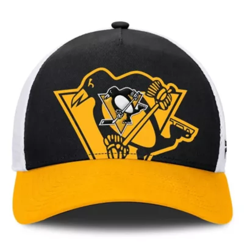 NHL Fanatics Black/Gold Pittsburgh Penguins Authentic Pro A-Frame Rink Adjustable Hat