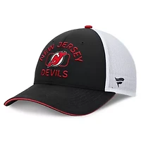 NHL Fanatics Black/White New Jersey Devils Authentic Pro Rink Trucker Hat