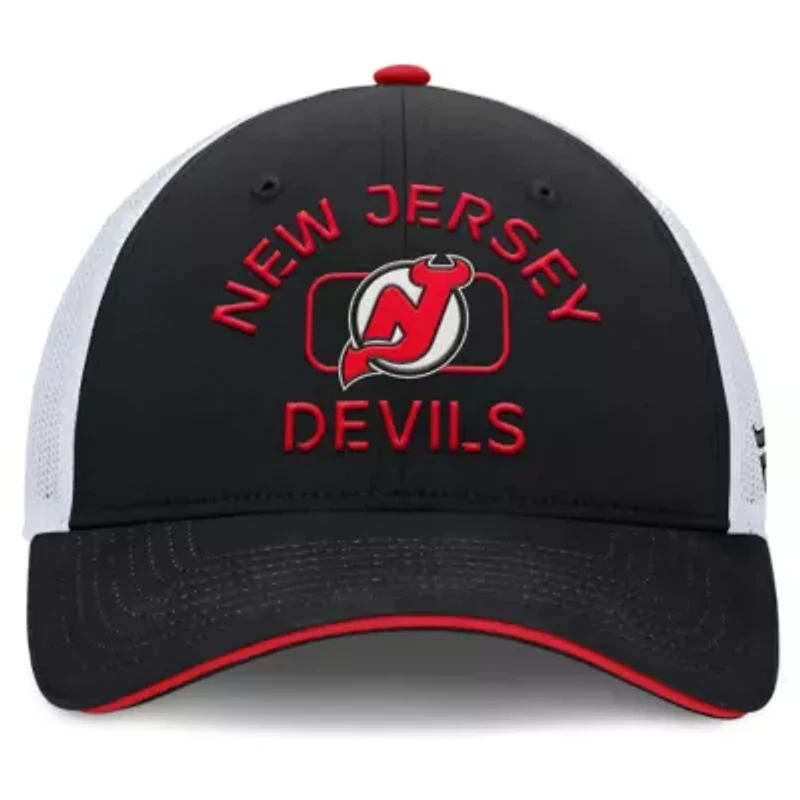 NHL Fanatics Black/White New Jersey Devils Authentic Pro Rink Trucker Hat