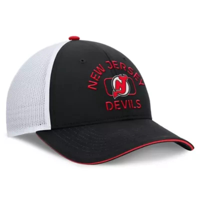 NHL Fanatics Black/White New Jersey Devils Authentic Pro Rink Trucker Hat