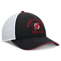 NHL Fanatics Black/White New Jersey Devils Authentic Pro Rink Trucker Hat