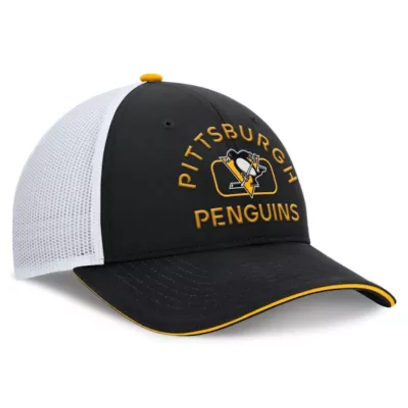 NHL Fanatics Black/White Pittsburgh Penguins Authentic Pro Rink Trucker Hat