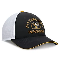 NHL Fanatics Black/White Pittsburgh Penguins Authentic Pro Rink Trucker Hat