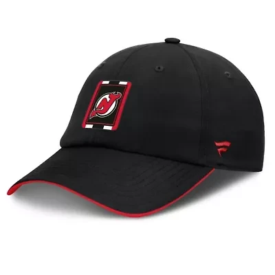 NHL Fanatics Black/Red New Jersey Devils Authentic Pro Ripstop Adjustable Hat