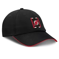 NHL Fanatics Black/Red New Jersey Devils Authentic Pro Ripstop Adjustable Hat