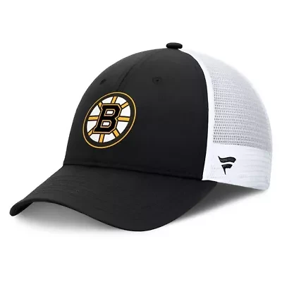 NHL Fanatics Black/White Authentic Pro Simple Rink Trucker Adjustable Hat