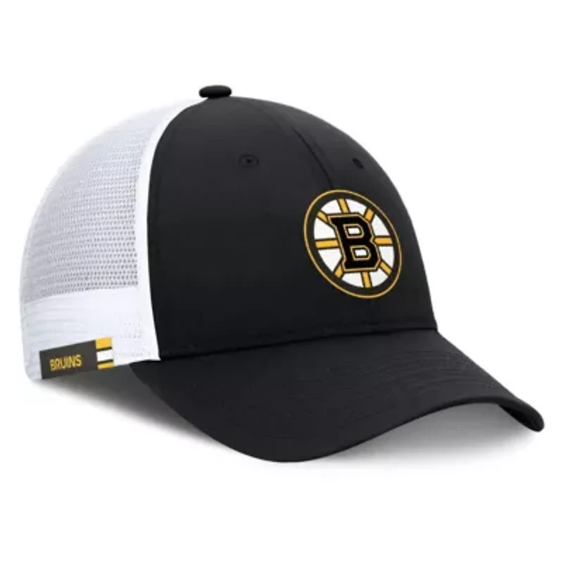 NHL Fanatics Black/White Authentic Pro Simple Rink Trucker Adjustable Hat