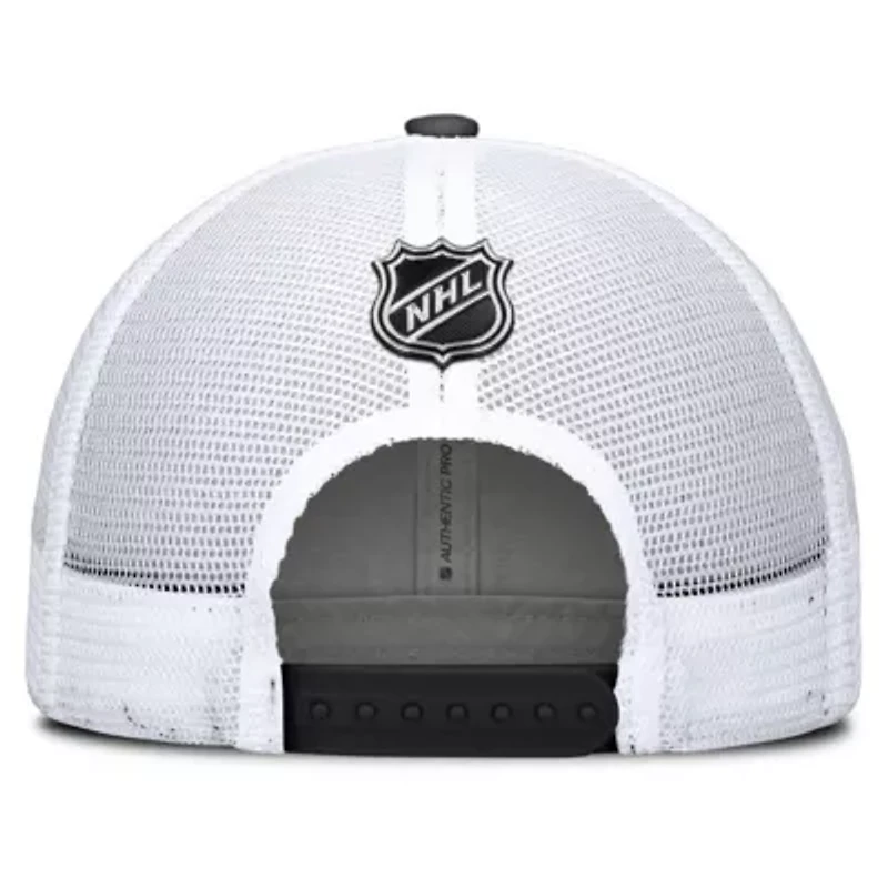 NHL Fanatics Black/White Authentic Pro Simple Rink Trucker Adjustable Hat