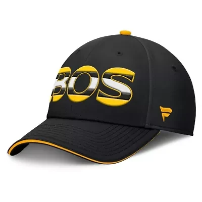 NHL Fanatics Black/Gold Authentic Pro Rink Team Code Flex Hat