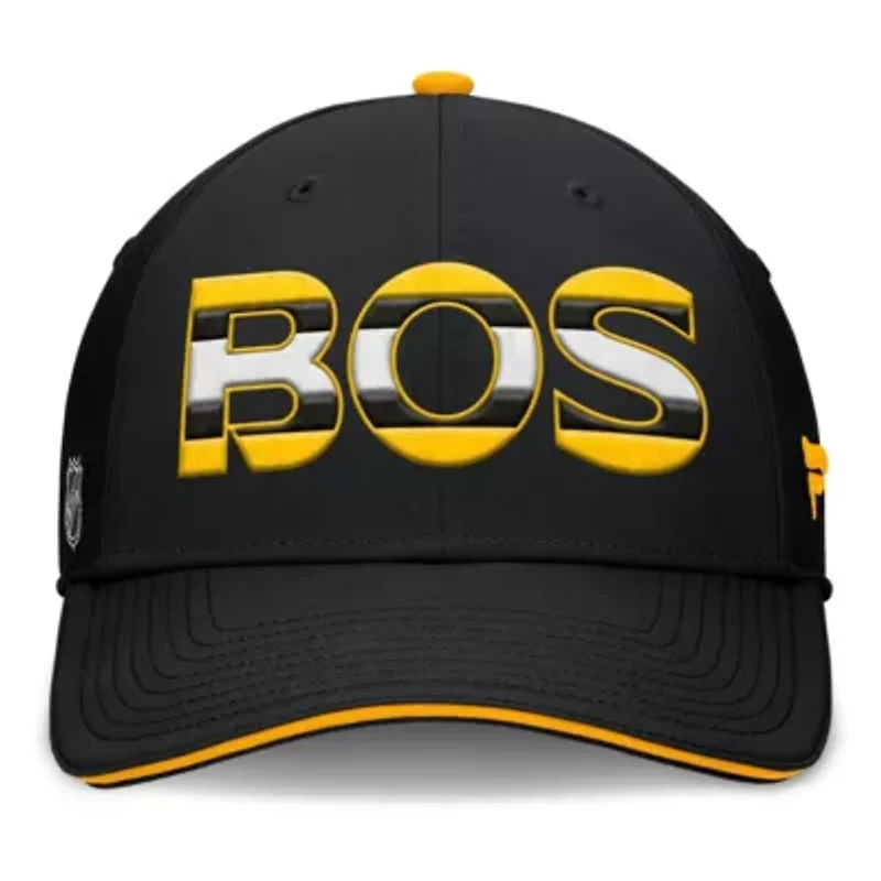 NHL Fanatics Black/Gold Authentic Pro Rink Team Code Flex Hat