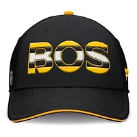 NHL Fanatics Black/Gold Authentic Pro Rink Team Code Flex Hat