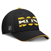 NHL Fanatics Black/Gold Authentic Pro Rink Team Code Flex Hat