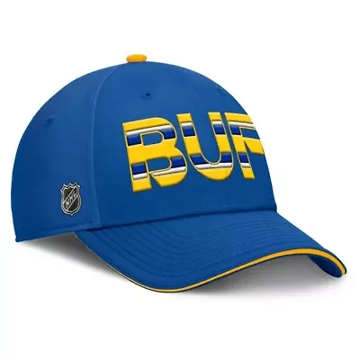 NHL Fanatics Royal/Gold Buffalo Sabres Authentic Pro Rink Team Code Flex Hat