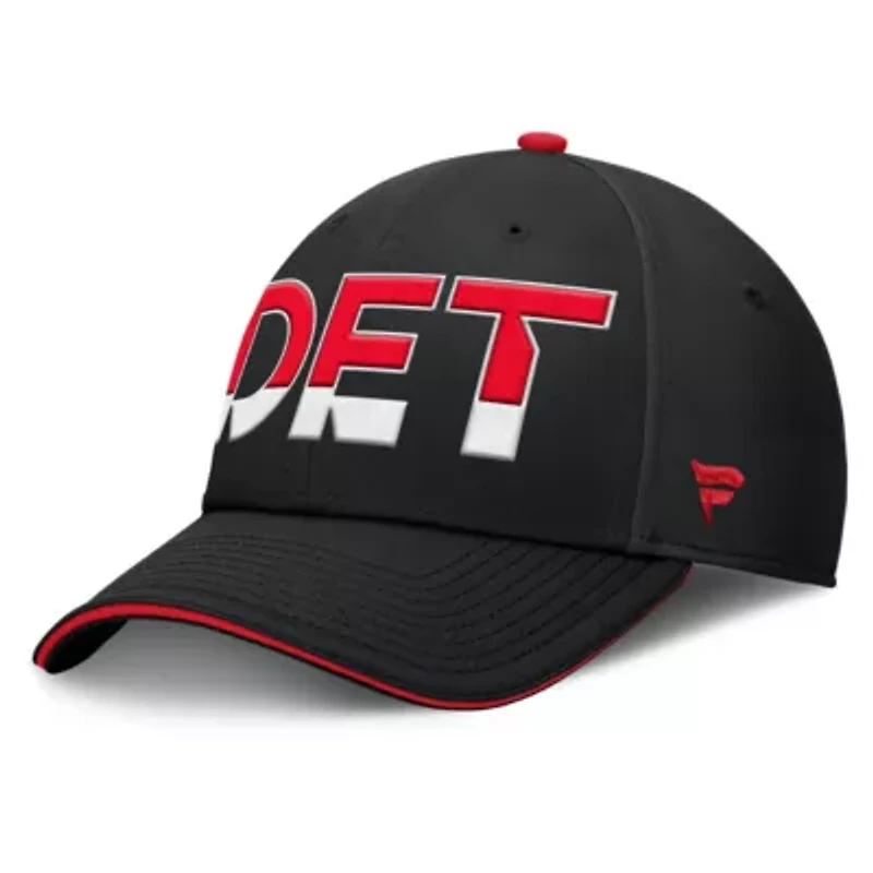 NHL Fanatics Black/Red Detroit Wings Authentic Pro Rink Team Code Flex Hat