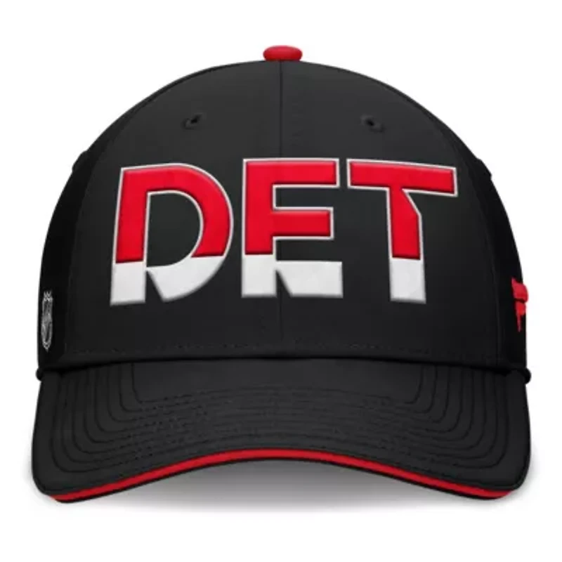 NHL Fanatics Black/Red Detroit Wings Authentic Pro Rink Team Code Flex Hat